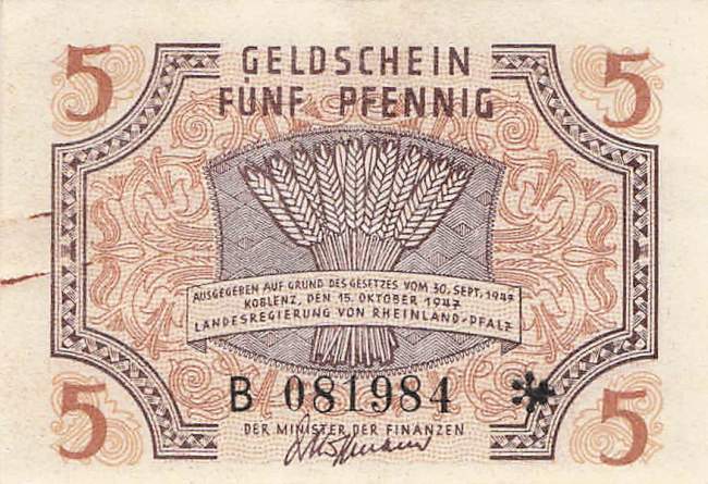 r.211 B 5 Pfennig 1947